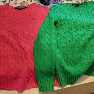 Pair of Ralph Lauren Polo cable knit sweaters